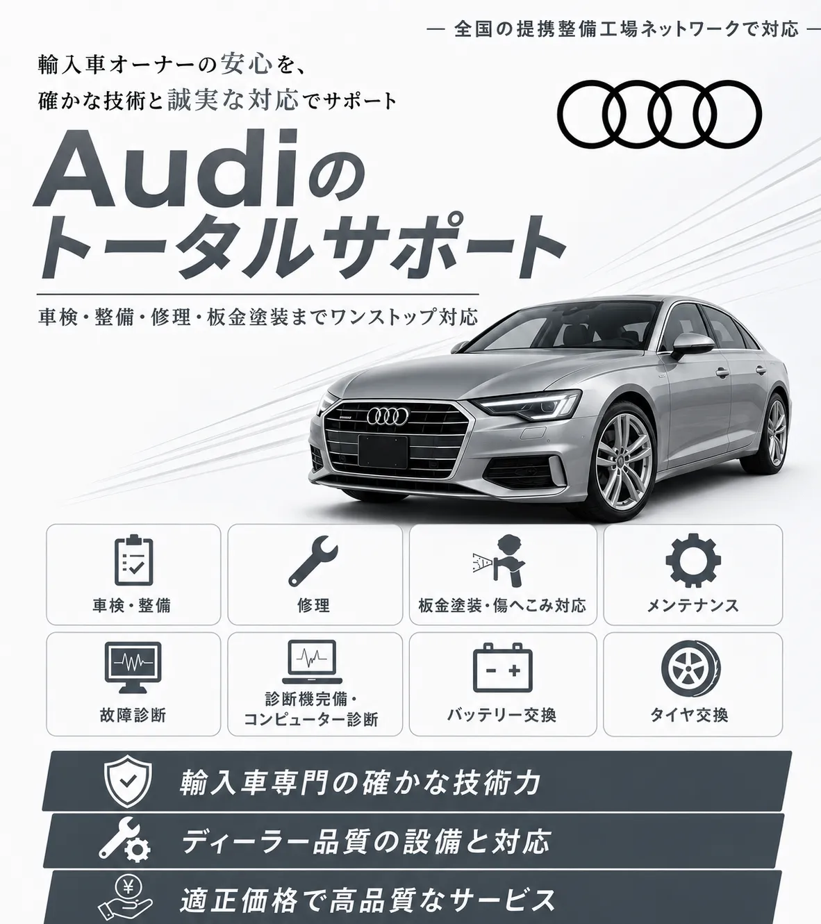 アウディの車検・修理・整備・板金塗装