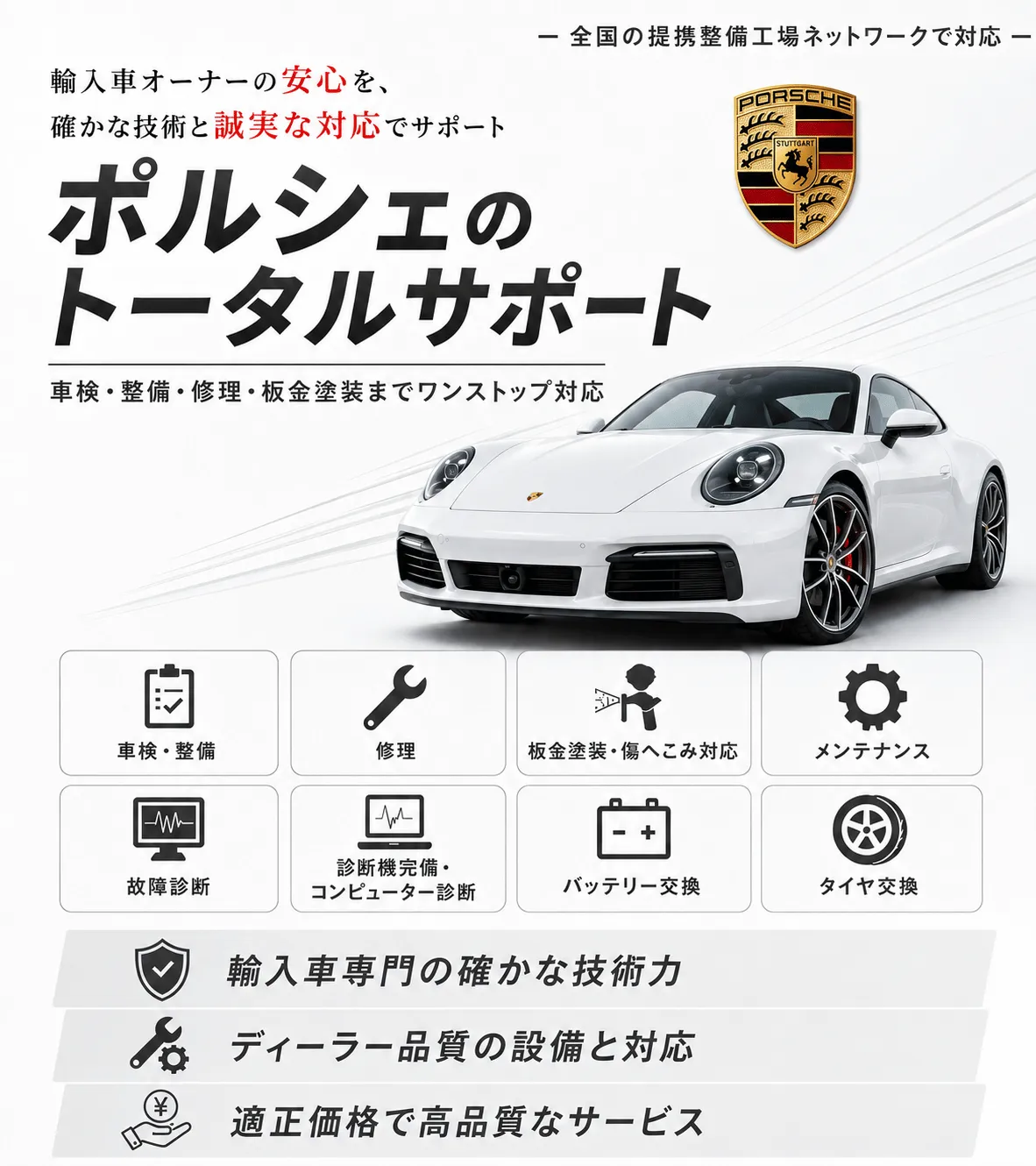 ポルシェの車検・修理・整備・板金塗装
